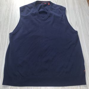 Izod Sweater Mens Large‎ Dark Blue V Neck Pullover Golf Sleeveless Vest